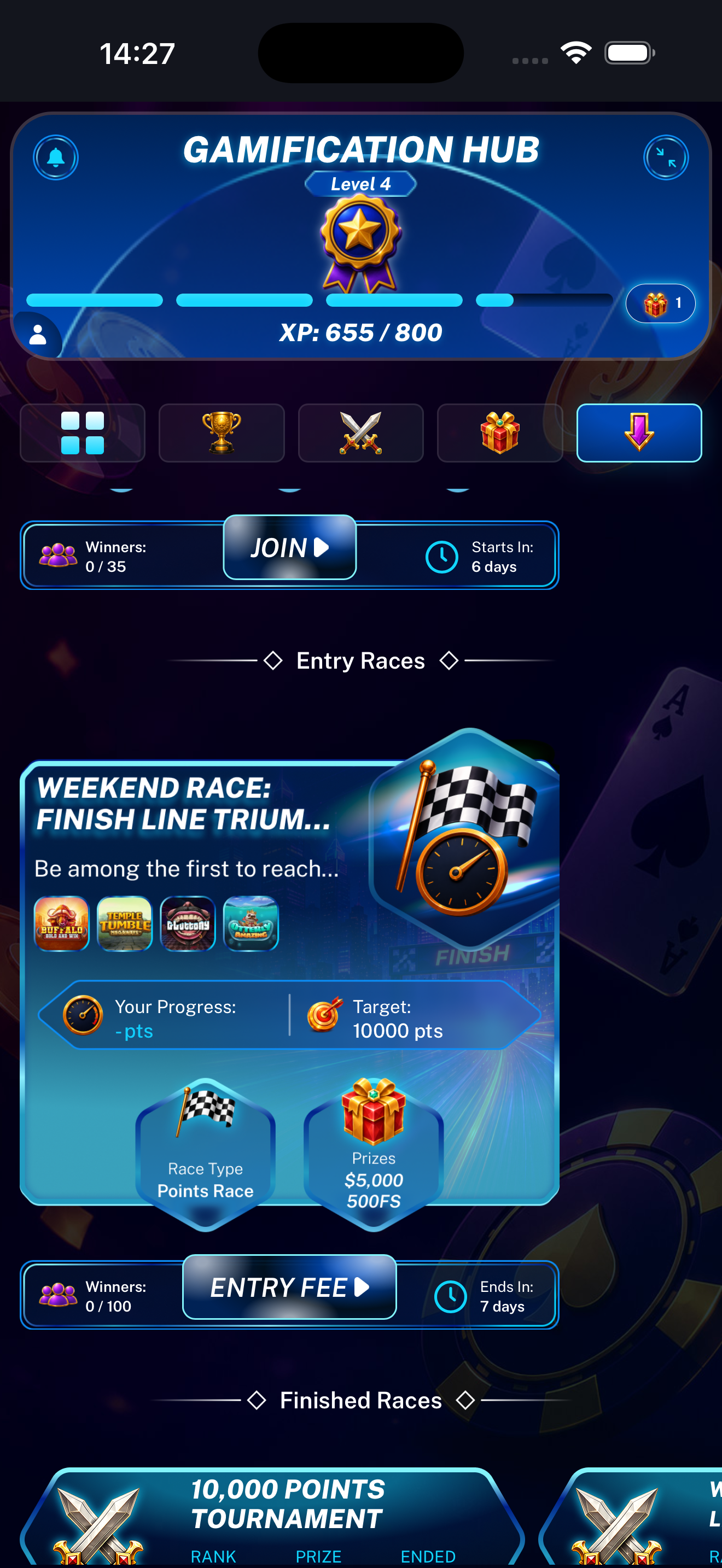 Race Entry Promotion example displayed on a mobile phone